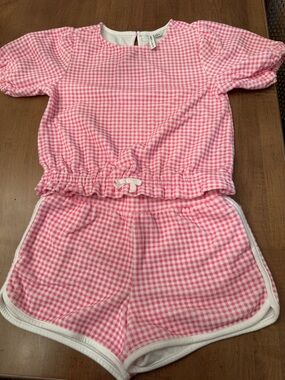 Janie and Jack Pink Gingham Two-Piece Matching Set